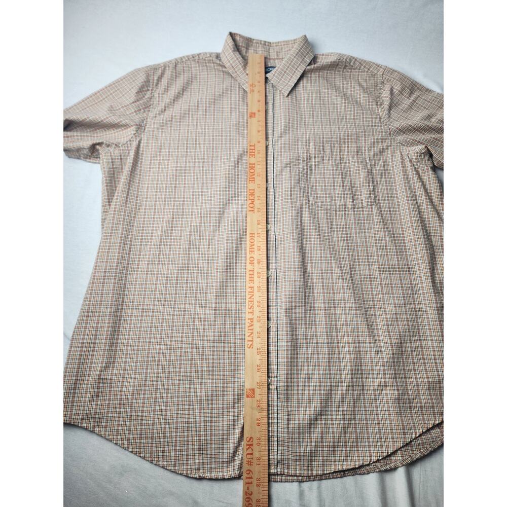 Cherokee Men's XL Orange Plaid Button Up Short Sleeve Shirt Retro Country Cotton - Picture 12 of 13